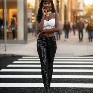 Blank NYC Black Sequin Skinny Pants